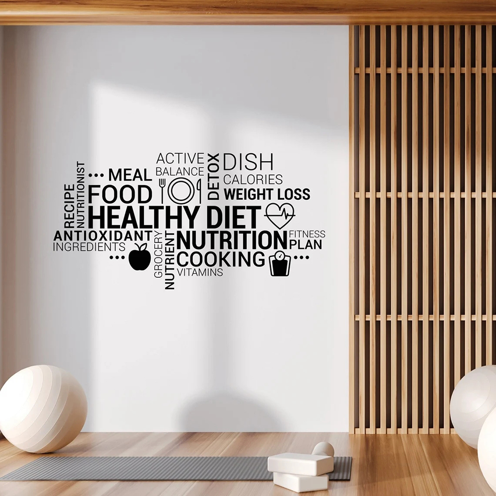 Nutrition Fitness And Health - Inspiring Healthy Eating Vinyl Wall Decal
