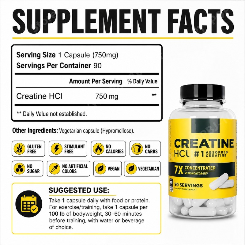 Creatine HCl 750mg 90 Capsules - đánh giá và giá Nutrition In Fitness